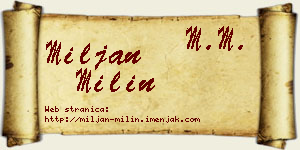 Miljan Milin vizit kartica